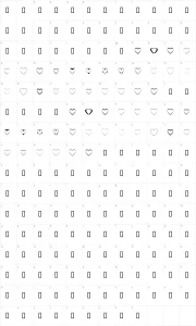 Mapa de caracteres da fonte 4YEOhearts