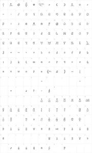 Mapa de caracteres da fonte 80er Teenie Demo