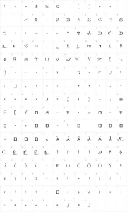 Mapa de caracteres da fonte A Charming Font