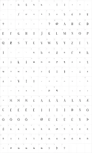 Mapa de caracteres da fonte A Font with Serifs