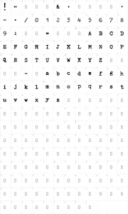 Mapa de caracteres da fonte A Habesha's Typewriter