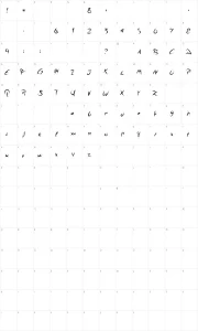 Mapa de caracteres da fonte A Quiet Sleep