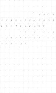 Mapa de caracteres da fonte A Theme for Murder