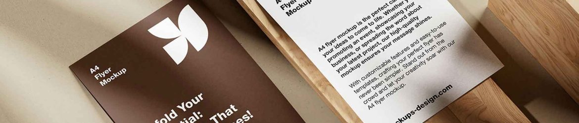 A4 Flyer on Wood Mockup