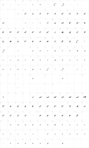 Mapa de caracteres da fonte Acceleration & Reaction