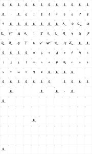 Mapa de caracteres da fonte Ace Records