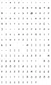 Mapa de caracteres da fonte ACME Secret Agent