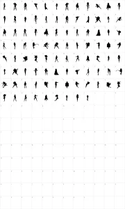 Mapa de caracteres da fonte Action Women