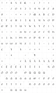 Mapa de caracteres da fonte Adolphus Serif