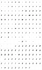 Mapa de caracteres da fonte Adventure