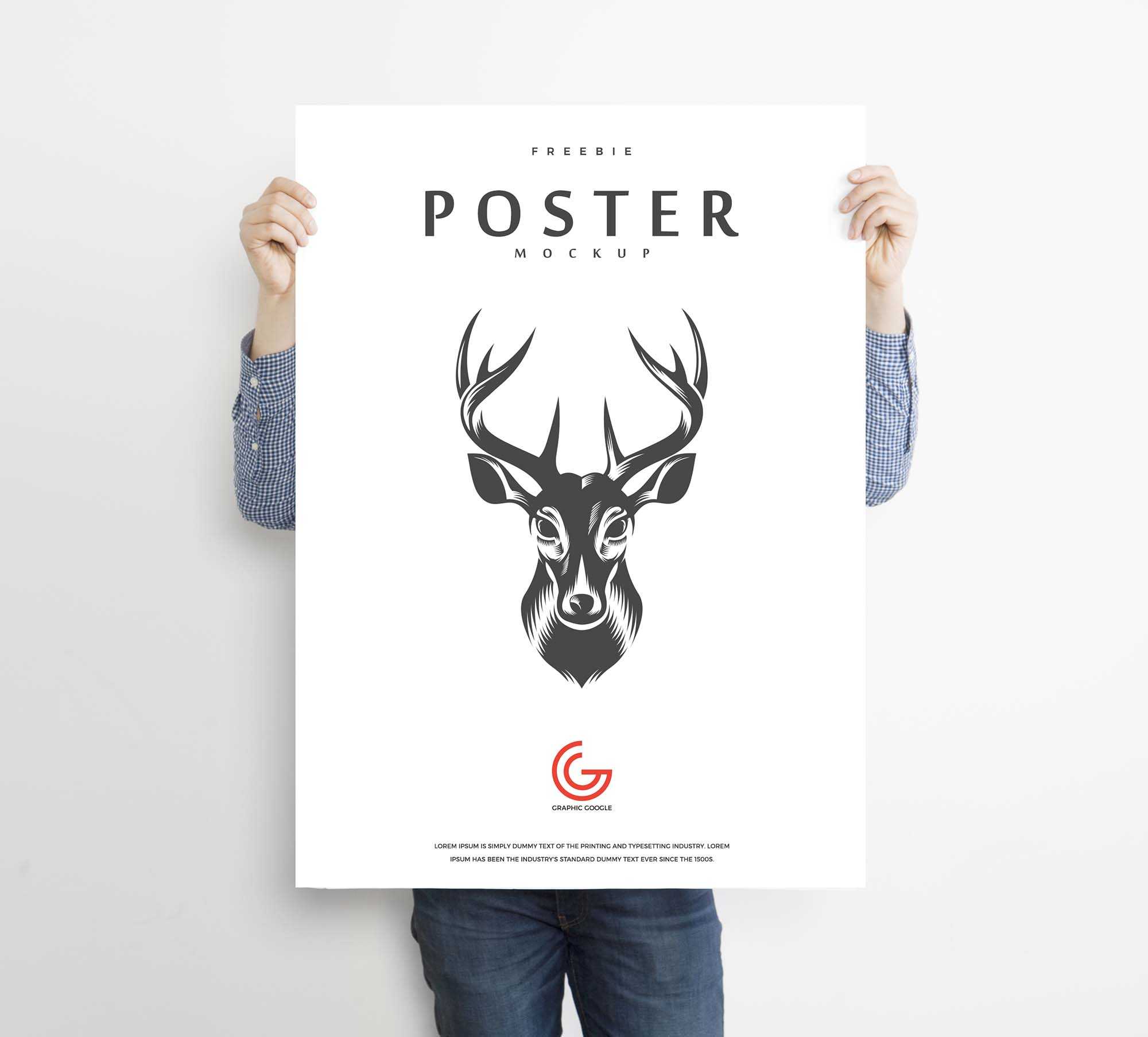 Advertisement Poster Mockup Held By a Man (PSD)