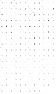 Mapa de caracteres da fonte Ah the monster is comming