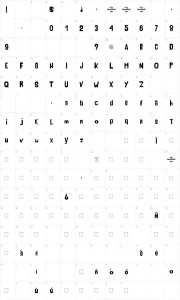 Mapa de caracteres da fonte AHDN