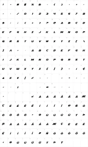 Mapa de caracteres da fonte Airstrike