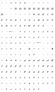 Mapa de caracteres da fonte Airways