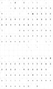 Mapa de caracteres da fonte Alice and the Wicked Monster