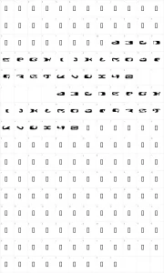 Mapa de caracteres da fonte Alien Ghost 2