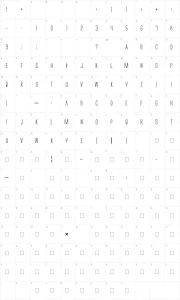 Mapa de caracteres da fonte Alien League