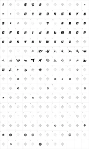 Mapa de caracteres da fonte Alien Mushrooms