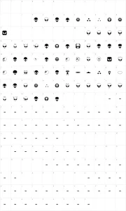 Mapa de caracteres da fonte Alienator