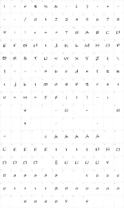 Mapa de caracteres da fonte Aliens ate my mum