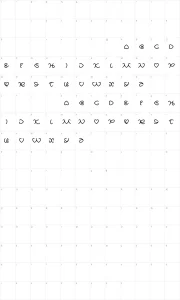 Mapa de caracteres da fonte All About Love