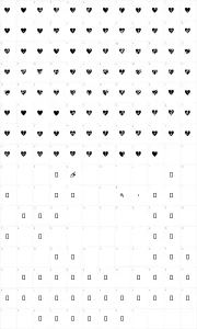 Mapa de caracteres da fonte All Hearts