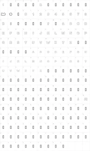 Mapa de caracteres da fonte Alpha Clouds