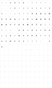 Mapa de caracteres da fonte Alpha Crisp
