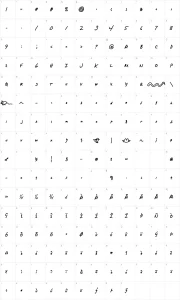 Mapa de caracteres da fonte Alpha Mack AOE