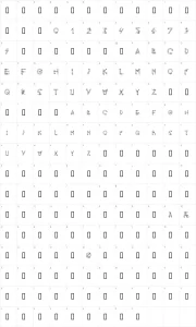 Mapa de caracteres da fonte Alpha Music Man