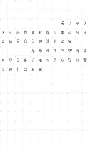 Mapa de caracteres da fonte Alphabet City