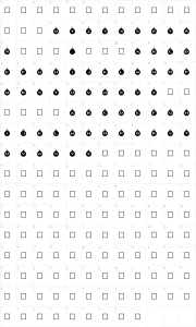 Mapa de caracteres da fonte AlphaShapes xmas balls