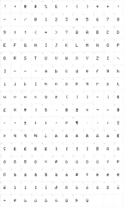 Mapa de caracteres da fonte AlphaSmart 3000