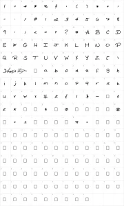 Mapa de caracteres da fonte Amanda Reed's Font