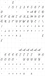 Mapa de caracteres da fonte Amazing Kids