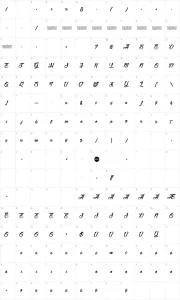 Mapa de caracteres da fonte America and Stars