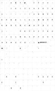 Mapa de caracteres da fonte American Life