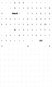 Mapa de caracteres da fonte Anderson The Mysteron
