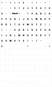 Mapa de caracteres da fonte Anderson The Secret Service