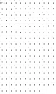 Mapa de caracteres da fonte Andreas Typewriter