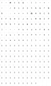 Mapa de caracteres da fonte Android Insomnia