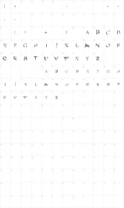 Mapa de caracteres da fonte Angel