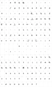 Mapa de caracteres da fonte Angelic Peace