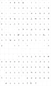 Mapa de caracteres da fonte Angelic War