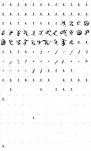 Mapa de caracteres da fonte Angels Message