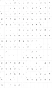 Mapa de caracteres da fonte Angrydubs 2