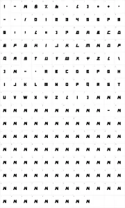 Mapa de caracteres da fonte Animal Silence
