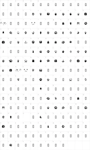 Mapa de caracteres da fonte Animal Tracks
