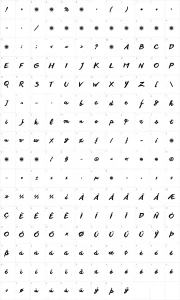 Mapa de caracteres da fonte Another Shabby